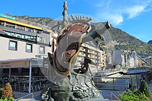 Nobility of Time by Salvador Dali and The Gran Valira in Andorra la Vella, Principality of Andorra